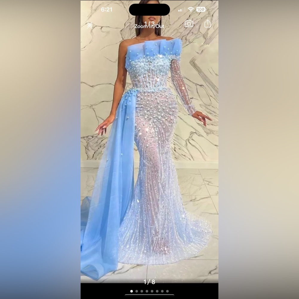 Custom made beaded Prom evening gown dress